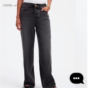 NWT Madewell Women's Low Slung wide Leg baggy Jeans in Charcoal Black 30p